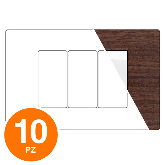 MAPAM Placca Tecnopolimero Spazzolato GEM 3P Ciliegio - Confezione 10pz - mod. M6003SL-3 - Compatibile con Vimar PLANA MAPAM Placca Tecnopolimero Spazzolato GEM 3P Ciliegio - Confezione 10pz - mod. M6003SL-3 - Compatibile con Vimar PLANA