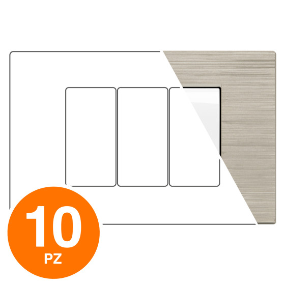 MAPAM Placca Tecnopolimero Spazzolato GEM 3P Sabbia - Confezione 10pz - mod. M6003SL-4 - Compatibile con Vimar PLANA MAPAM Placca Tecnopolimero Spazzolato GEM 3P Sabbia - Confezione 10pz - mod. M6003SL-4 - Compatibile con Vimar PLANA