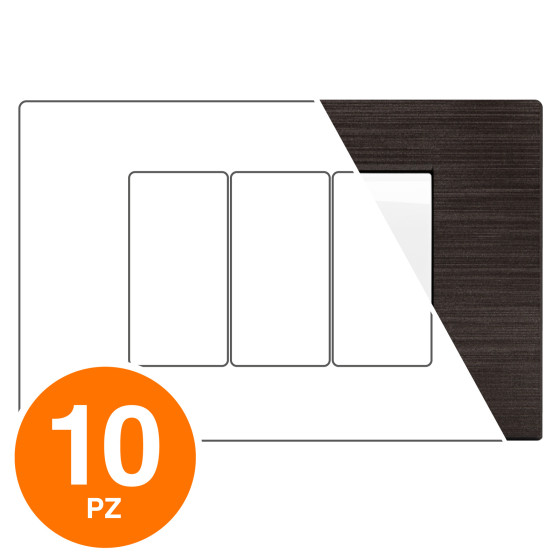 MAPAM Placca Tecnopolimero Spazzolato GEM 3P Testa di Moro - Confezione 10pz - mod. M6003SL-7 - Compatibile con Vimar PLANA MAPAM Placca Tecnopolimero Spazzolato GEM 3P Testa di Moro - Confezione 10pz - mod. M6003SL-7 - Compatibile con Vimar PLANA