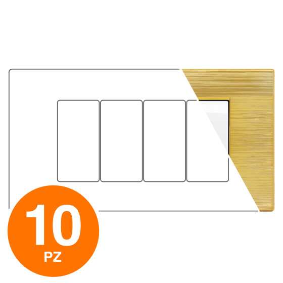 MAPAM Placca Tecnopolimero Spazzolato GEM 4P Oro - Confezione 10pz - mod. M6004SL-5 - Compatibile con Vimar PLANA MAPAM Placca Tecnopolimero Spazzolato GEM 4P Oro - Confezione 10pz - mod. M6004SL-5 - Compatibile con Vimar PLANA