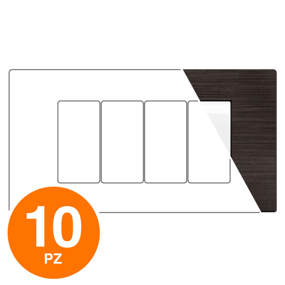 MAPAM Placca Tecnopolimero Spazzolato GEM 4P Testa di Moro - Confezione 10pz - mod. M6004SL-7 - Compatibile con Vimar PLANA MAPAM Placca Tecnopolimero Spazzolato GEM 4P Testa di Moro - Confezione 10pz - mod. M6004SL-7 - Compatibile con Vimar PLANA