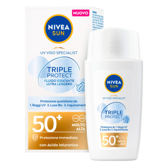 Nivea Sun Fluido Idratante Ultra Leggero Triple Protect SPF 50+ Protezione...
