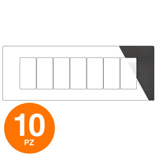 MAPAM Placca Tecnopolimero Spazzolato GEM 7P Antracite - Confezione 10pz - mod. M6007SL-24 - Compatibile con Vimar PLANA