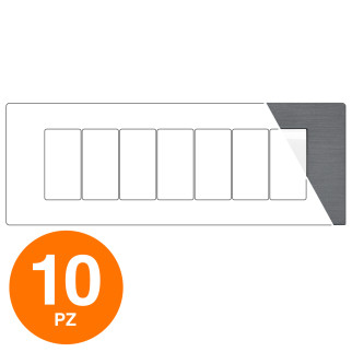 MAPAM Placca Tecnopolimero Spazzolato GEM 7P Grigio - Confezione 10pz - mod. M6007SL-8 - Compatibile con Vimar PLANA