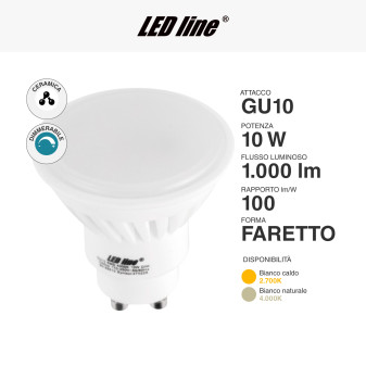 Lampadina LED GU10 10W Faretto SMD Dimmerabile LED Line