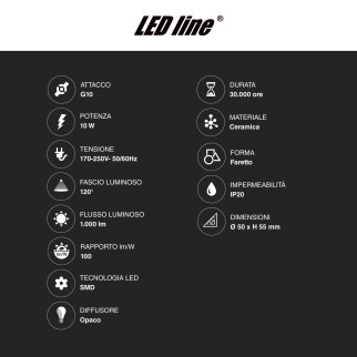 Lampadina LED GU10 10W Faretto SMD Dimmerabile LED Line