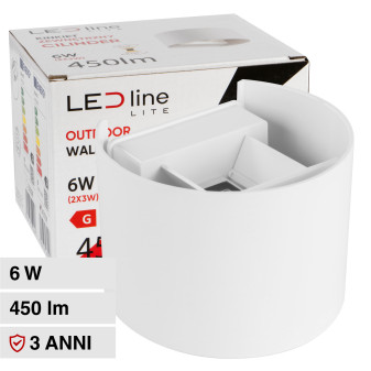 LED Line Lite Lampada LED da Muro 6W Wall Light SMD Applique IP54 con Doppio...