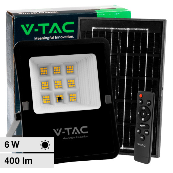 VT-55050 Faro LED 6W con Pannello Solare IP65 Nero V-Tac VT-55050 Faro LED 6W con Pannello Solare IP65 Nero V-Tac