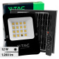 V-Tac VT-55100 Faro LED Floodlight 12W IP65 con Pannello Solare e Telecomando Colore Nero - SKU 6967 / 6966