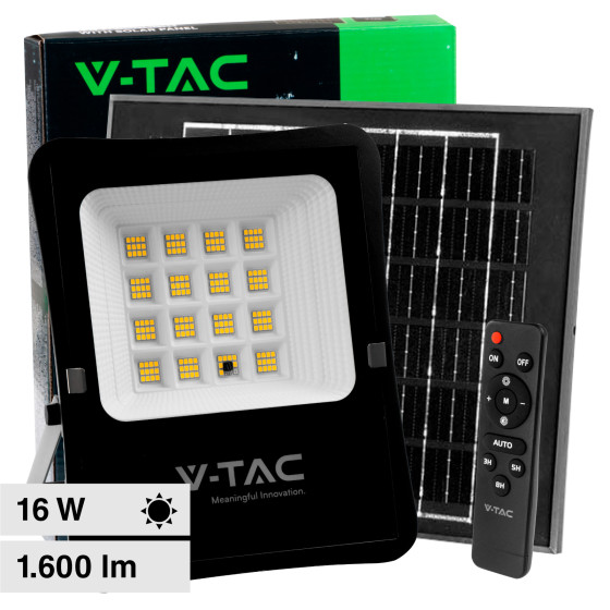 VT-55200 Faro LED 16W con Pannello Solare IP65 Nero V-Tac VT-55200 Faro LED 16W con Pannello Solare IP65 Nero V-Tac