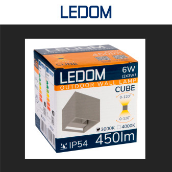 Lampada LED da Muro 6W SMD Applique IP54 Grigia Ledom