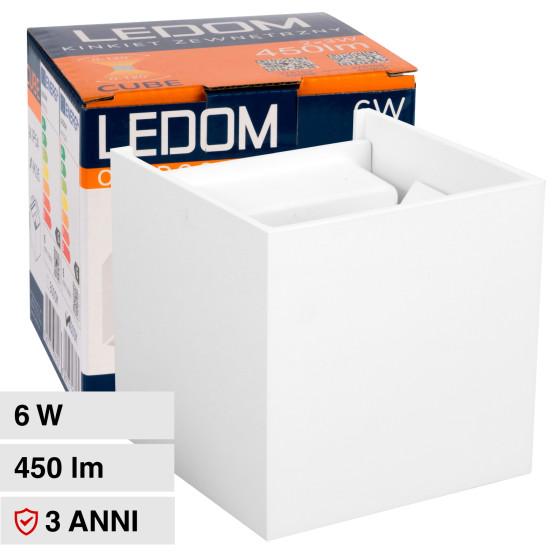 Lampada LED da Muro 6W SMD Applique IP54 Bianca Ledom Lampada LED da Muro 6W SMD Applique IP54 Bianca Ledom