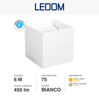 Lampada LED da Muro 6W SMD Applique IP54 Bianca Ledom
