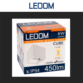 Lampada LED da Muro 6W SMD Applique IP54 Bianca Ledom