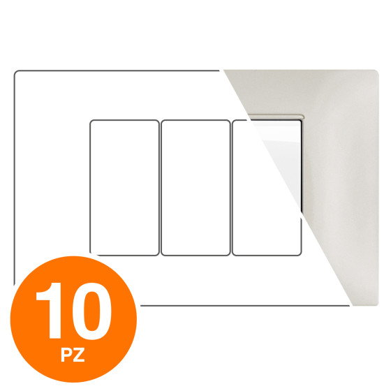 MAPAM Placca Tecnopolimero GEM 3P Sabbia - Confezione 10pz - mod. 6003-11 - Compatibile con Vimar PLANA MAPAM Placca Tecnopolimero GEM 3P Sabbia - Confezione 10pz - mod. 6003-11 - Compatibile con Vimar PLANA