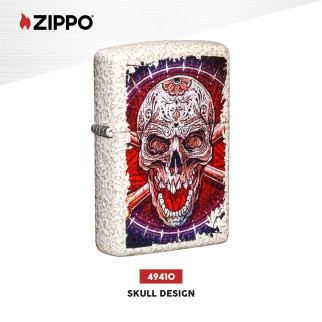 Accendino Zippo Mod. 49410 Skull Design Ricaricabile Antivento
