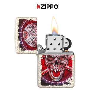 Accendino Zippo Mod. 49410 Skull Design Ricaricabile Antivento