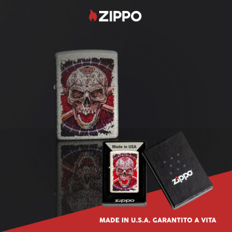 Accendino Zippo Mod. 49410 Skull Design Ricaricabile Antivento