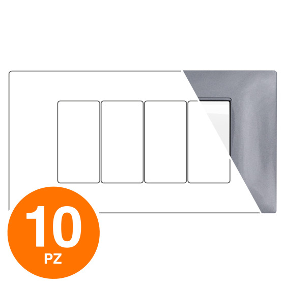 MAPAM Placca Tecnopolimero GEM 4P Grigio Scuro - Confezione 10pz - mod. 6004-08 - Compatibile con Vimar PLANA MAPAM Placca Tecnopolimero GEM 4P Grigio Scuro - Confezione 10pz - mod. 6004-08 - Compatibile con Vimar PLANA