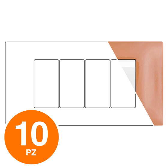 MAPAM Placca Tecnopolimero GEM 4P Arancio - Confezione 10pz - mod. 6004-16 - Compatibile con Vimar PLANA MAPAM Placca Tecnopolimero GEM 4P Arancio - Confezione 10pz - mod. 6004-16 - Compatibile con Vimar PLANA