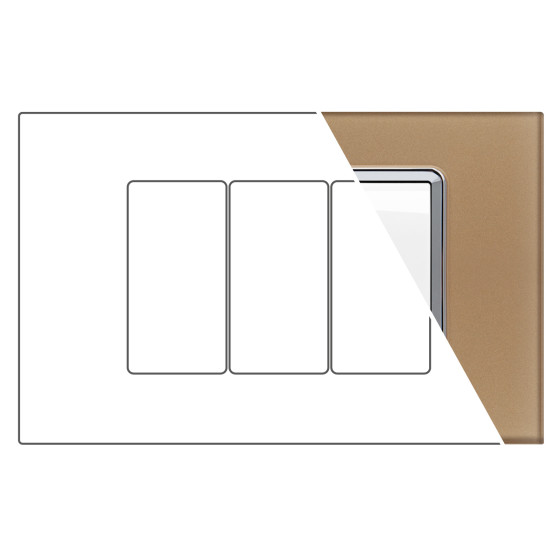MAPAM Placca Vetro GEM 3P Oro - mod. 6003BL-4 - Compatibile con Vimar PLANA MAPAM Placca Vetro GEM 3P Oro - mod. 6003BL-4 - Compatibile con Vimar PLANA