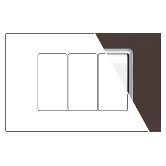 MAPAM Placca Vetro GEM 3P Testa di Moro - mod. 6003BL-6 - Compatibile con Vimar PLANA MAPAM Placca Vetro GEM 3P Testa di Moro - mod. 6003BL-6 - Compatibile con Vimar PLANA