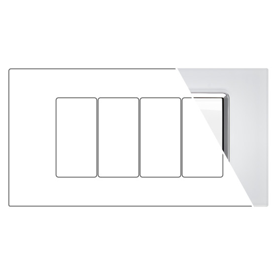 MAPAM Placca Vetro GEM 4P Bianco - mod. 6004BL-1 - Compatibile con Vimar PLANA MAPAM Placca Vetro GEM 4P Bianco - mod. 6004BL-1 - Compatibile con Vimar PLANA