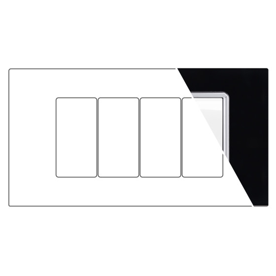 MAPAM Placca Vetro GEM 4P Nero - mod. 6004BL-2 - Compatibile con Vimar PLANA MAPAM Placca Vetro GEM 4P Nero - mod. 6004BL-2 - Compatibile con Vimar PLANA