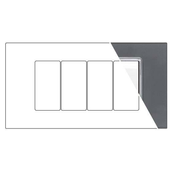 MAPAM Placca Vetro GEM 4P Grigio - mod. 6004BL-3 - Compatibile con Vimar PLANA MAPAM Placca Vetro GEM 4P Grigio - mod. 6004BL-3 - Compatibile con Vimar PLANA