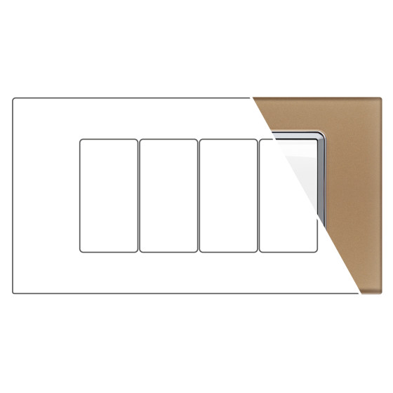 MAPAM Placca Vetro GEM 4P Oro - mod. 6004BL-4 - Compatibile con Vimar PLANA MAPAM Placca Vetro GEM 4P Oro - mod. 6004BL-4 - Compatibile con Vimar PLANA