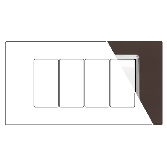 MAPAM Placca Vetro GEM 4P Testa di Moro - mod. 6004BL-6 - Compatibile con Vimar PLANA MAPAM Placca Vetro GEM 4P Testa di Moro - mod. 6004BL-6 - Compatibile con Vimar PLANA