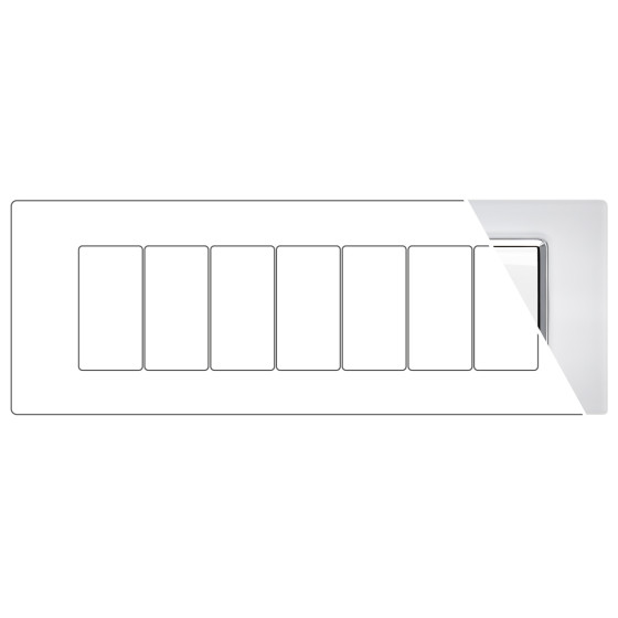 MAPAM Placca Vetro GEM 7P Bianco - mod. 6007BL-1 - Compatibile con Vimar PLANA MAPAM Placca Vetro GEM 7P Bianco - mod. 6007BL-1 - Compatibile con Vimar PLANA