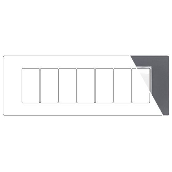 MAPAM Placca Vetro GEM 7P Grigio - mod. 6007BL-3 - Compatibile con Vimar PLANA MAPAM Placca Vetro GEM 7P Grigio - mod. 6007BL-3 - Compatibile con Vimar PLANA