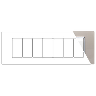 MAPAM Placca Vetro GEM 7P Platino - mod. 6007BL-8 - Compatibile con Vimar PLANA
