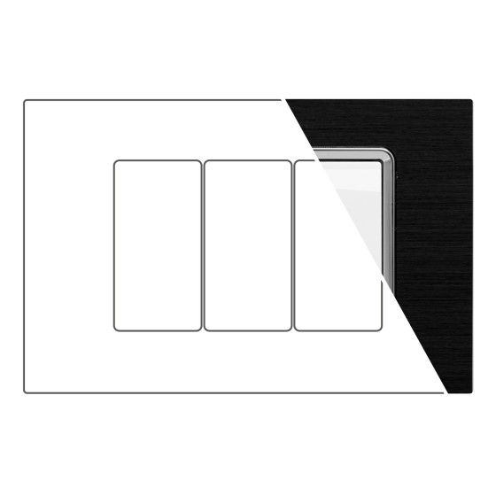 MAPAM Placca Alluminio JOY 3P Nero - mod. 5003LL-1 - Compatibile con BTicino MATIX MAPAM Placca Alluminio JOY 3P Nero - mod. 5003LL-1 - Compatibile con BTicino MATIX