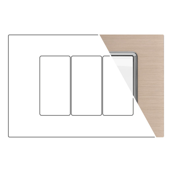 MAPAM Placca Alluminio JOY 3P Champagne - mod. 5003LL-2 - Compatibile con BTicino MATIX MAPAM Placca Alluminio JOY 3P Champagne - mod. 5003LL-2 - Compatibile con BTicino MATIX