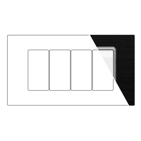 MAPAM Placca Alluminio JOY 4P Nero - mod. 5004LL-1 - Compatibile con BTicino MATIX MAPAM Placca Alluminio JOY 4P Nero - mod. 5004LL-1 - Compatibile con BTicino MATIX