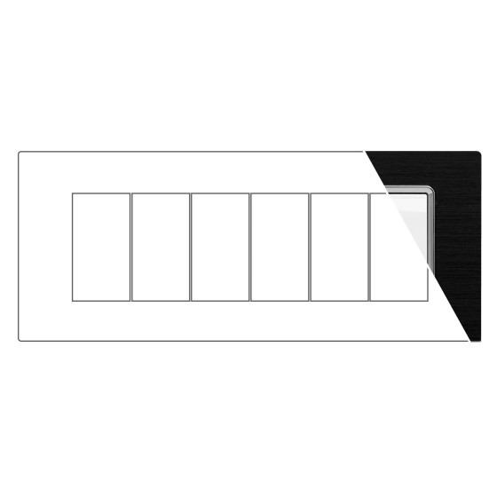 MAPAM Placca Alluminio JOY 6P Nero - mod. 5006LL-1 - Compatibile con BTicino MATIX MAPAM Placca Alluminio JOY 6P Nero - mod. 5006LL-1 - Compatibile con BTicino MATIX