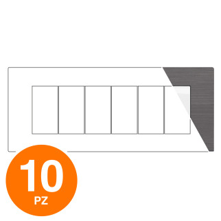 MAPAM Placca Tecnopolimero Spazzolato JOY 6P Platino - Confezione 10pz - mod. M5006SL-20 - Compatibile con BTicino MATIX