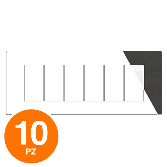 MAPAM Placca Tecnopolimero Spazzolato JOY 6P Antracite - Confezione 10pz - mod. M5006SL-24 - Compatibile con BTicino MATIX MAPAM Placca Tecnopolimero Spazzolato JOY 6P Antracite - Confezione 10pz - mod. M5006SL-24 - Compatibile con BTicino MATIX
