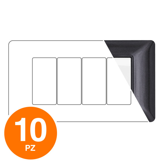 MAPAM Placca Tecnopolimero JOY 4P Nero Bistrò - Confezione 10pz - mod. M8004-10 - Compatibile con BTicino MATIX MAPAM Placca Tecnopolimero JOY 4P Nero Bistrò - Confezione 10pz - mod. M8004-10 - Compatibile con BTicino MATIX