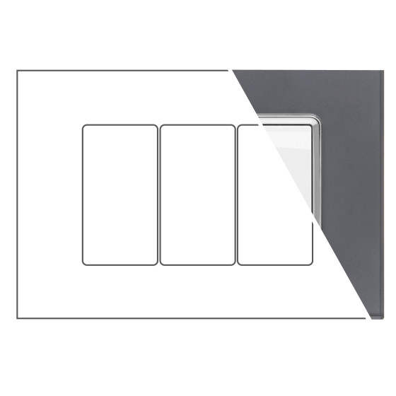 MAPAM Placca Vetro JOY 3P Grigio - mod. 5003BL-3 - Compatibile con BTicino MATIX MAPAM Placca Vetro JOY 3P Grigio - mod. 5003BL-3 - Compatibile con BTicino MATIX