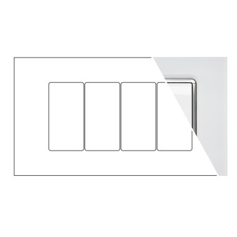 MAPAM Placca Vetro JOY 4P Bianco - mod. 5004BL-1 - Compatibile con BTicino MATIX