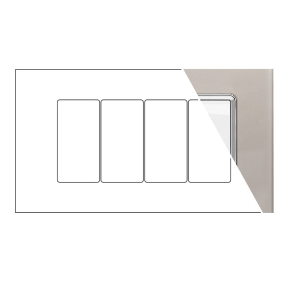 MAPAM Placca Vetro JOY 4P Platino - mod. 5004BL-8 - Compatibile con BTicino MATIX MAPAM Placca Vetro JOY 4P Platino - mod. 5004BL-8 - Compatibile con BTicino MATIX