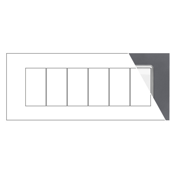 MAPAM Placca Vetro JOY 6P Grigio - mod. 5006BL-3 - Compatibile con BTicino MATIX MAPAM Placca Vetro JOY 6P Grigio - mod. 5006BL-3 - Compatibile con BTicino MATIX