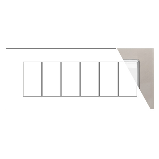 MAPAM Placca Vetro JOY 6P Platino - mod. 5006BL-8 - Compatibile con BTicino MATIX MAPAM Placca Vetro JOY 6P Platino - mod. 5006BL-8 - Compatibile con BTicino MATIX