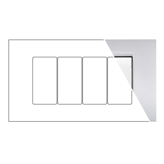MAPAM Placca Metallo VIP 4P Silver - mod. CBM7004-3 - Compatibile con BTicino AIR MAPAM Placca Metallo VIP 4P Silver - mod. CBM7004-3 - Compatibile con BTicino AIR