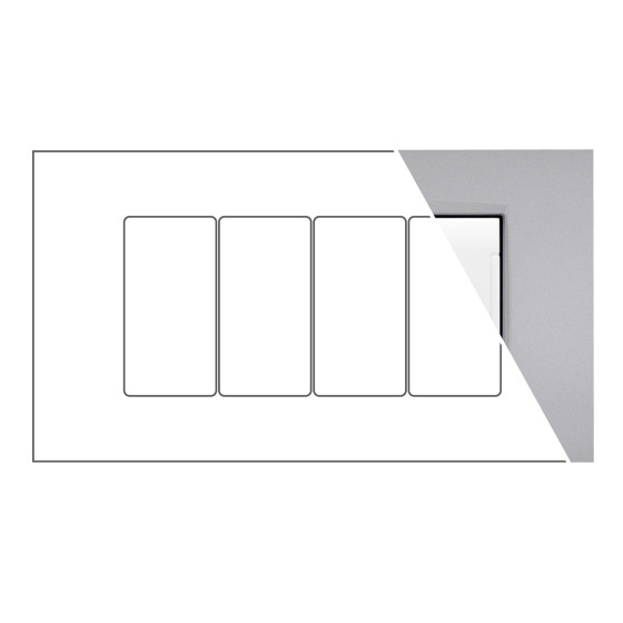 MAPAM Placca Metallo VIP 4P GrigioChiaro - mod. CBM7004-4 - Compatibile con BTicino AIR MAPAM Placca Metallo VIP 4P GrigioChiaro - mod. CBM7004-4 - Compatibile con BTicino AIR