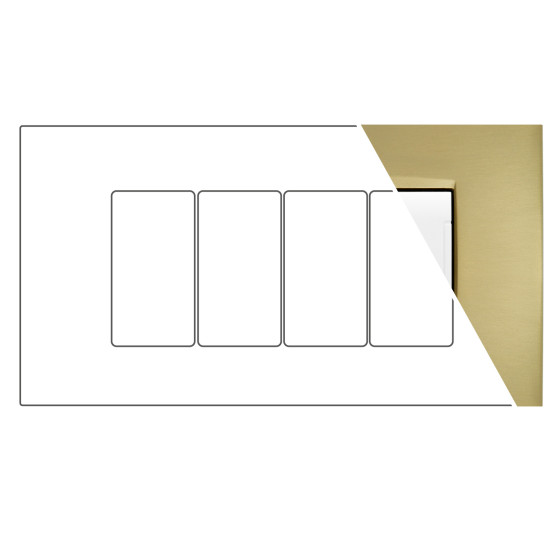 MAPAM Placca Metallo VIP 4P Oro Spazzolato - mod. CBM7004-7 - Compatibile con BTicino AIR MAPAM Placca Metallo VIP 4P Oro Spazzolato - mod. CBM7004-7 - Compatibile con BTicino AIR