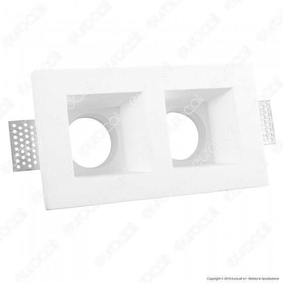 V-Tac VT 762SQ Portafaretto Doppio Rettangolare da Incasso in Gesso V-Tac VT 762SQ Portafaretto Doppio Rettangolare da Incasso in Gesso